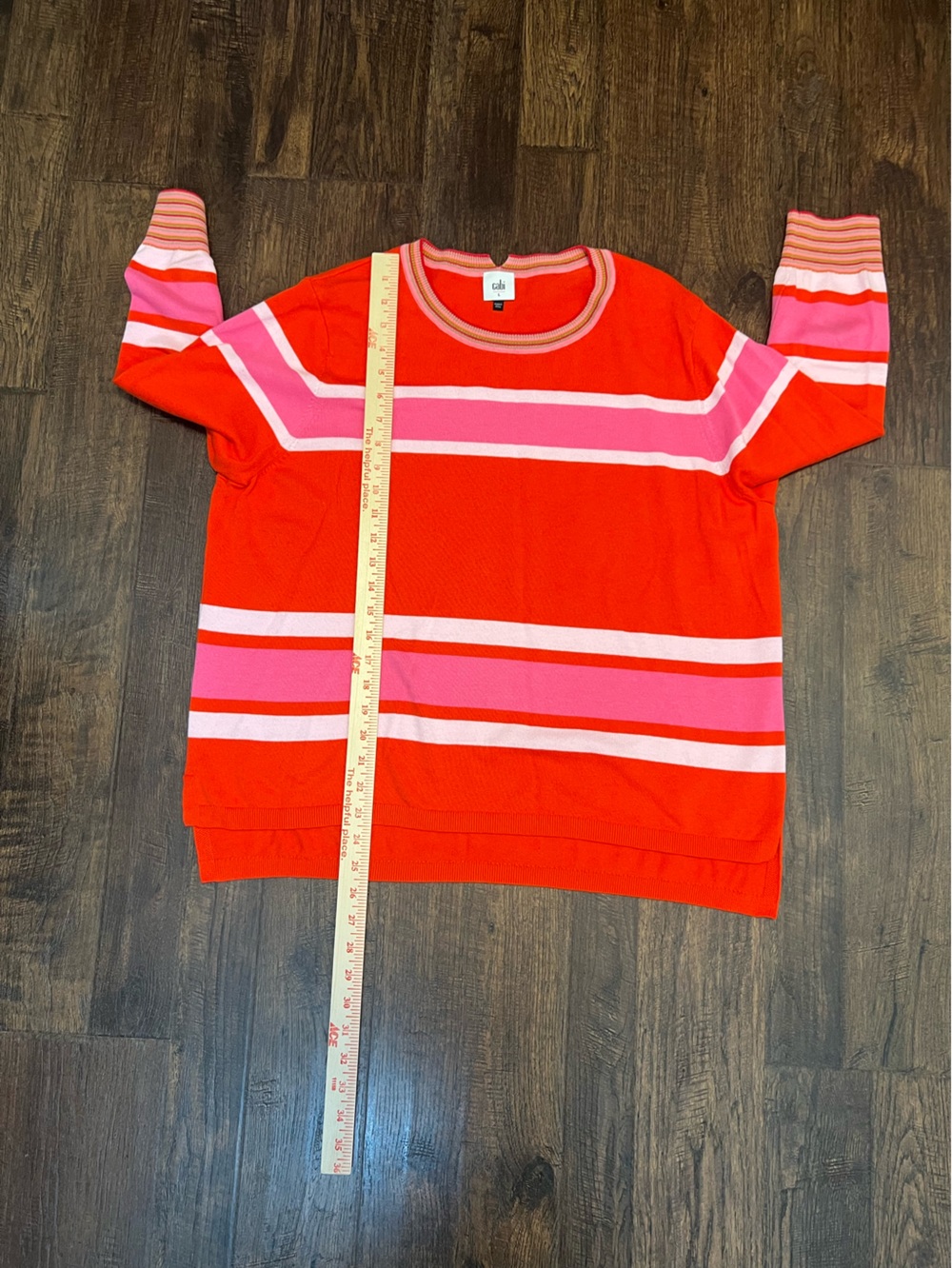 CAbi Women’s Cadet Red And Pink Striped Pullover Size Large - Picture 10 of 10